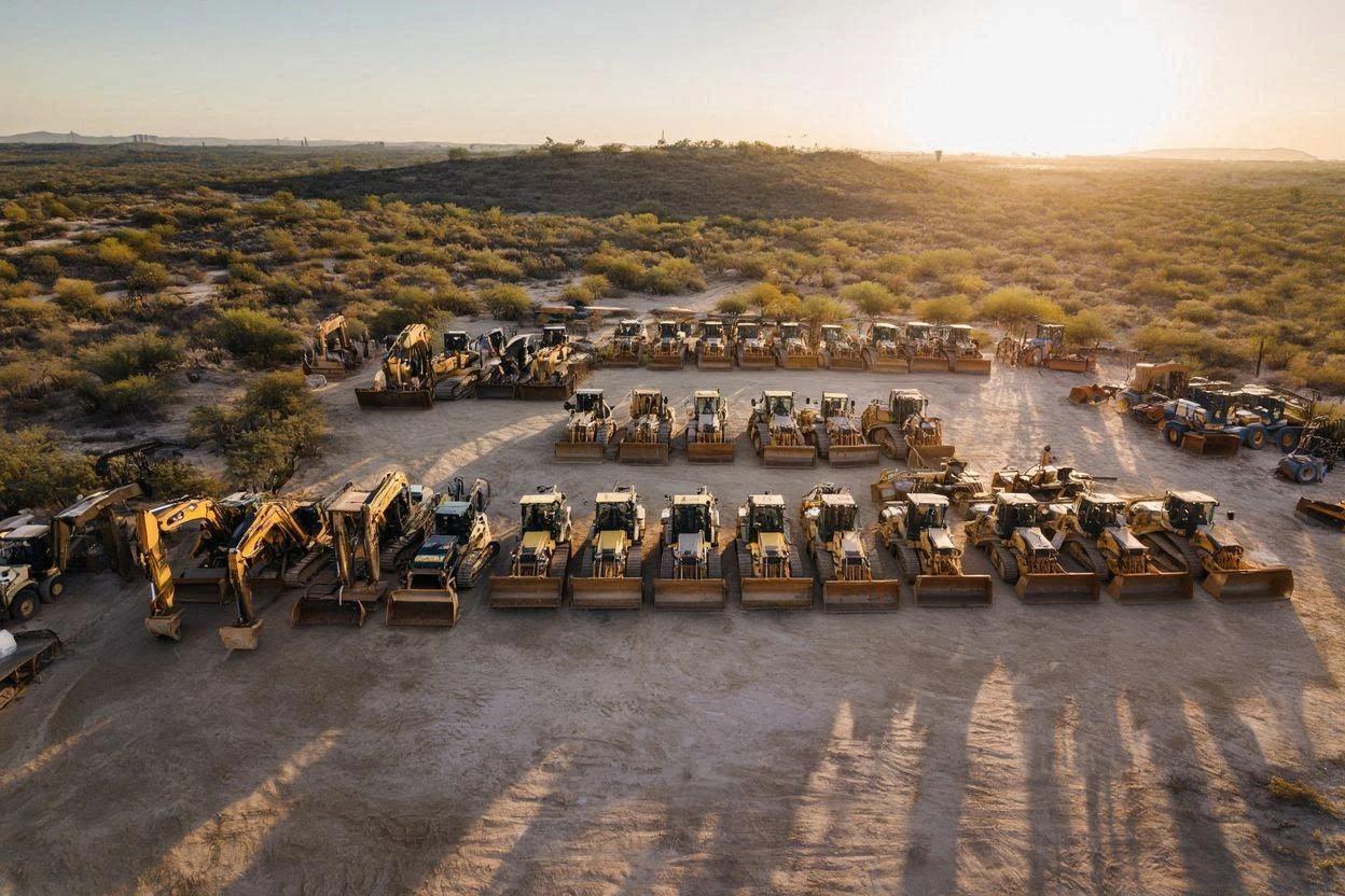 Patio de maquinaria pesada organizado